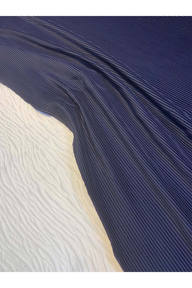 Pleated Satin Fabric Navy Blue - Shiny and Flowing