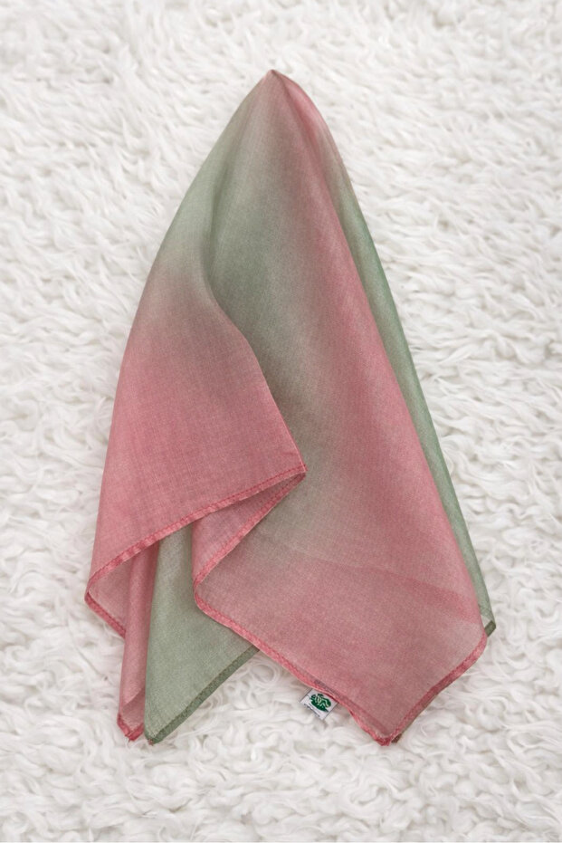 100% Pure Silk Hand Painted Square Scarf - 55 X 55 Design - Pink - Green