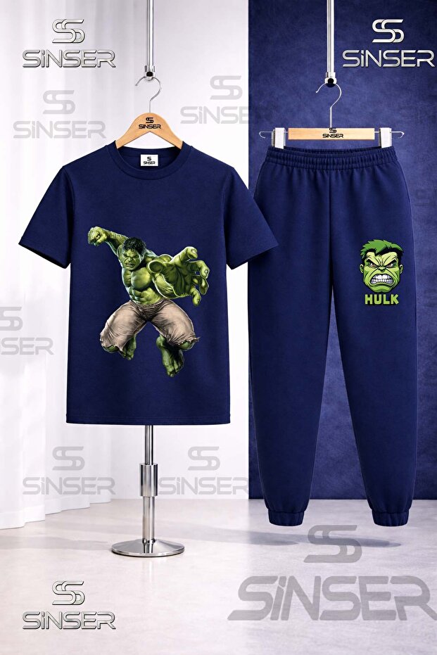Children's Hulk Giant Punching Printed T-Shirt Tracksuit Set