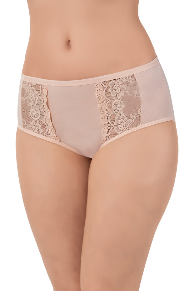 Women's Cotton Thick-Edged Lace Detailed 5-Piece Bato Panties/Slips (with Socks as a Gift)