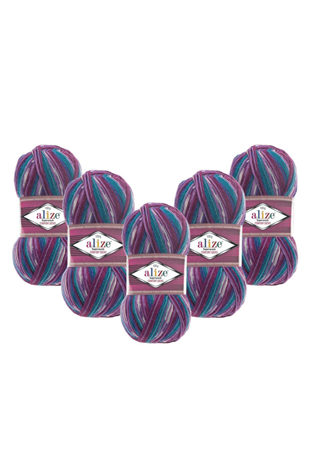 Superwash Comfort Socks 5 Pieces (4412) 100 Gr 420 Mt-75% Wool 25% Polyamide Knitting Yarn