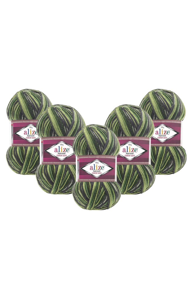 Superwash Comfort Socks 5 Pieces (2696) 100 Gr 420 Mt-75% Wool 25% Polyamide Knitting Yarn