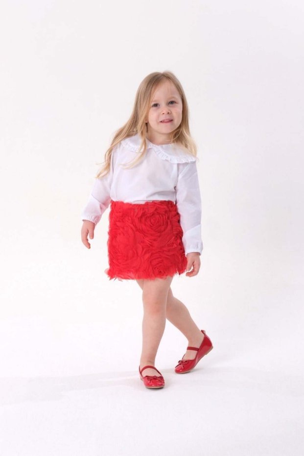 Rose Embossed Skirt and Shirt Set