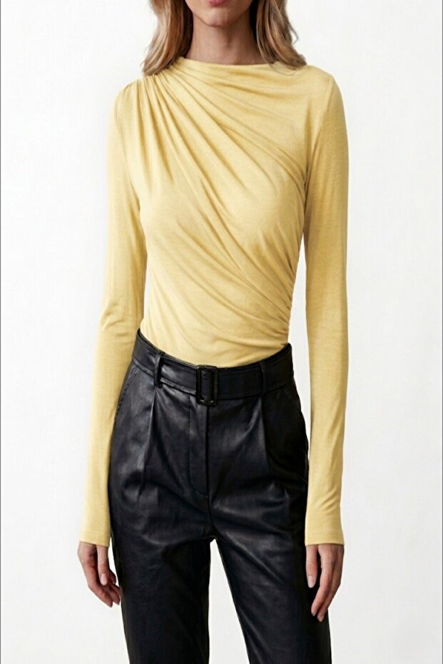 Long Sleeve Draped Sandy Blouse