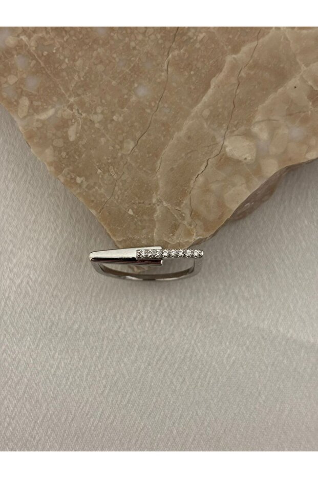 Xuping Steel Ring with Silver Zircon Stone