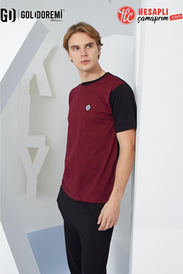 2117 Men's 100% Cotton Crew Neck Comfortable Fit Short Sleeve Pajama Set