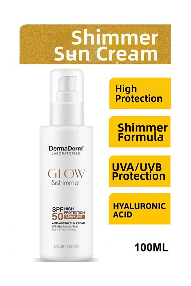 واقي من الشمس Glow Glitter - عامل حماية من الشمس SPF 50 UVA/UVB للوجه والجسم