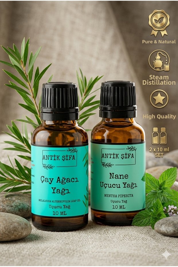 100% Pure Tea Tree Essential Oil and Peppermint Essential Oil - (10ml + 10ml)