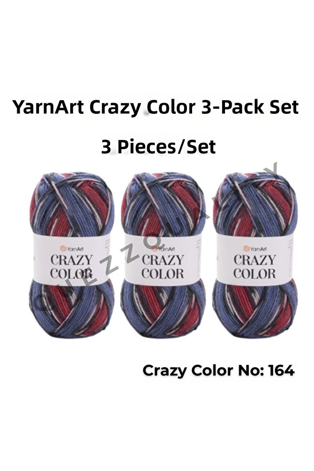 Crazy Color Set of 3 Marbled Hand Knitting Yarns No: 110