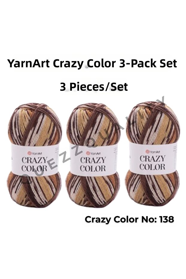 Crazy Color Set of 3 Marbled Hand Knitting Yarns No: 110