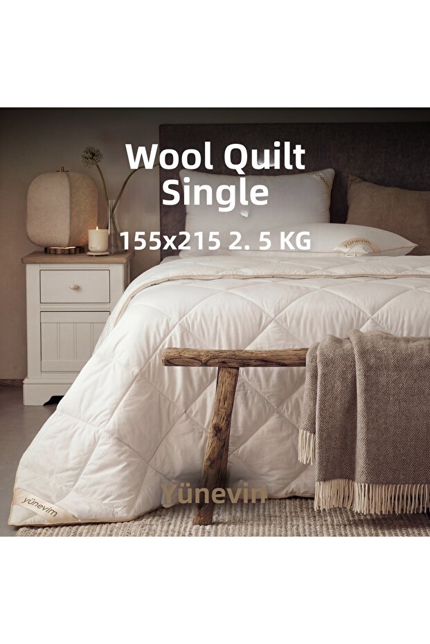 Yünevim Single Lamb Wool Quilt 155X215 cm 2.5 kg Merino Lamb Wool