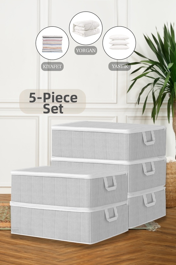 5-Piece Sofa Bed Base Type Pillow and Clothes Storage Bag - under Bed Organizer Bag 50 X 30 X 20 cm