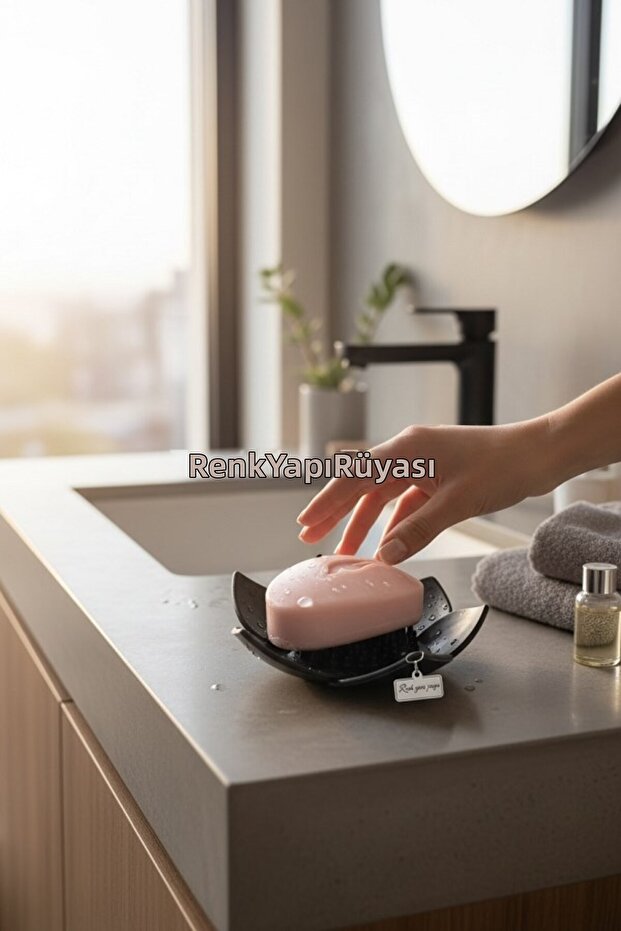حامل صابون صلب من السيليكون بنمط اللوتس مع فتحات لتصريف المياه، منظم للصابون الصلب والإسفنج