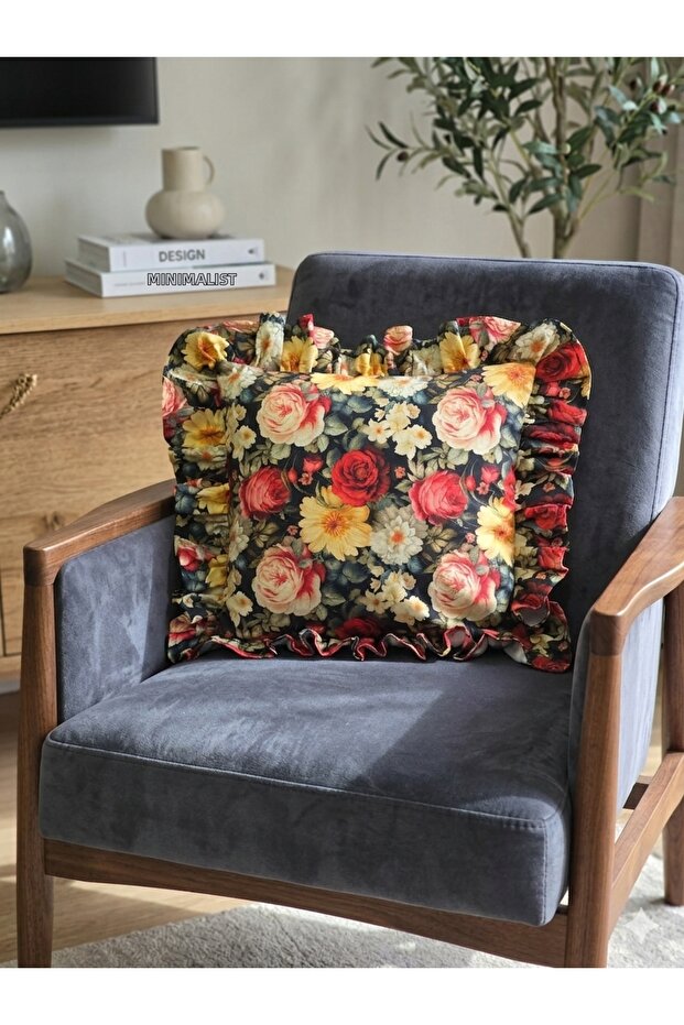 Ruffled Vintage Throw Pillow Cover Has Fluid Repellent Property