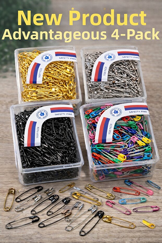 4-Piece Mixed Fork Needle Set (Gold + Silver + Black + Colorful) – 200 Safe Needles
