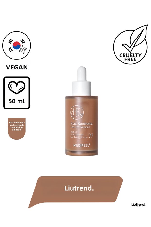 Hyal Kombucha Tea-Tox Ampoule 50 ml Revitalizing Ampoule Containing 70% Kombucha and Ceramide