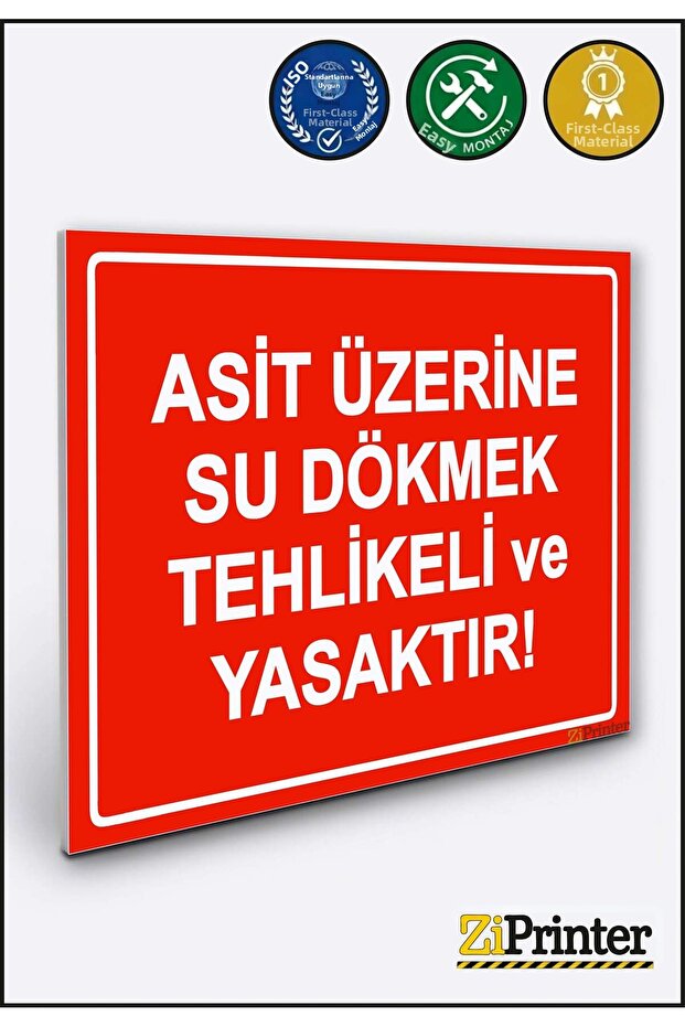 Pouring Water on Acid Is Dangerous and Prohibited Isg Warning Sign Dekota 25X35 cm