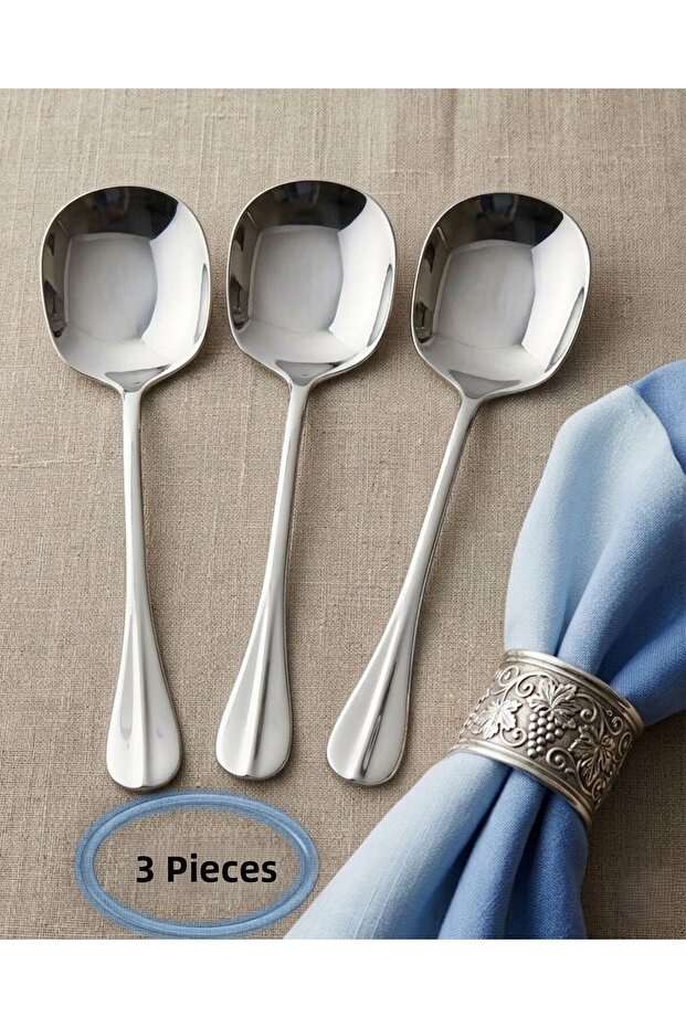 3 Piece Steel Serving Spoon Set – Salad Serving Spoon - 22 Cm.