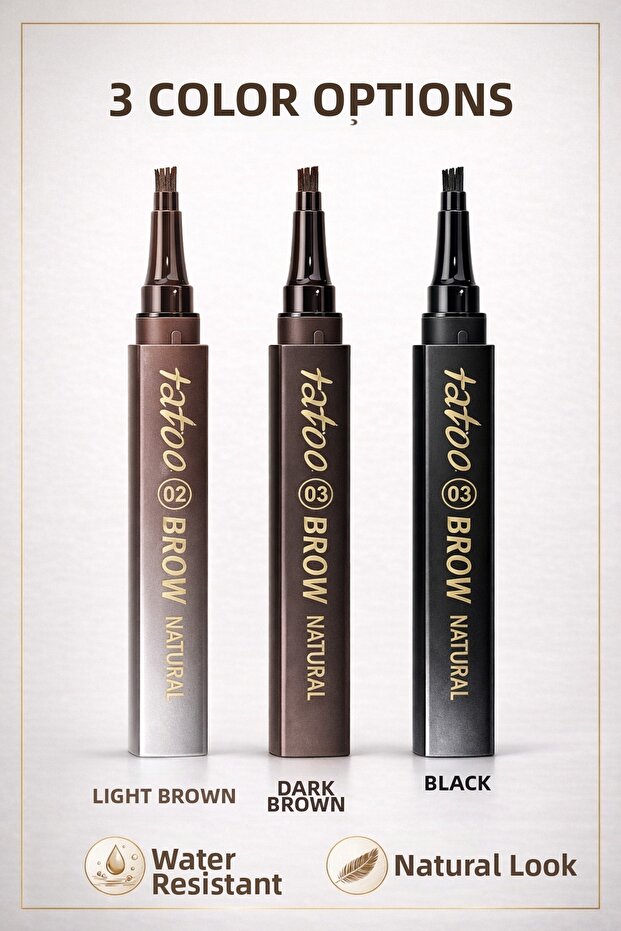 Fine Sketch Microblading Permanent Eyebrow Pencil 3 Pieces - Eyebrow Filling - Waterproof Brown/Light Brown/Black