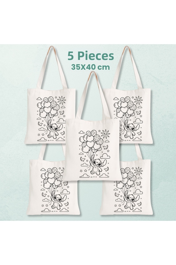 5 Pieces of Stitch Paintable Cloth Bags - Educational Hobby Painting Bag for Children