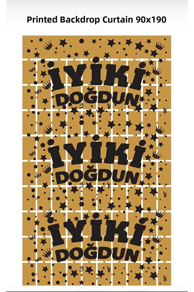 Metalized Gold Pötikare Black Printed Background Ornament 90X190 cm