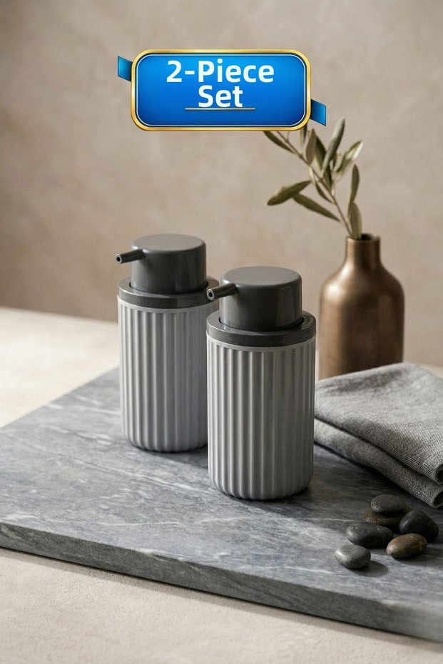 Set of 2 Liquid Soap Dispensers – in the Bathroom | In the Kitchen | Stylish | Liquid Soap Dispenser | Gray