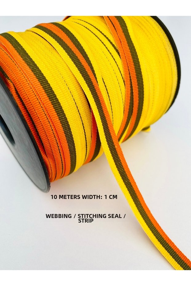 10 Meters Width 1 cm Yellow Orange Colored Ribbon, Ribbon, Sewing Tape, Piping, Decorative Ribbon