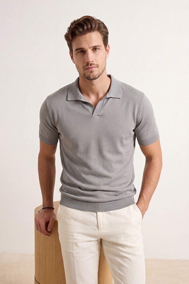 Taş Regular/Normal Kesim Düz Polo Yaka T-shirt TMNSS25PO00008 - 3