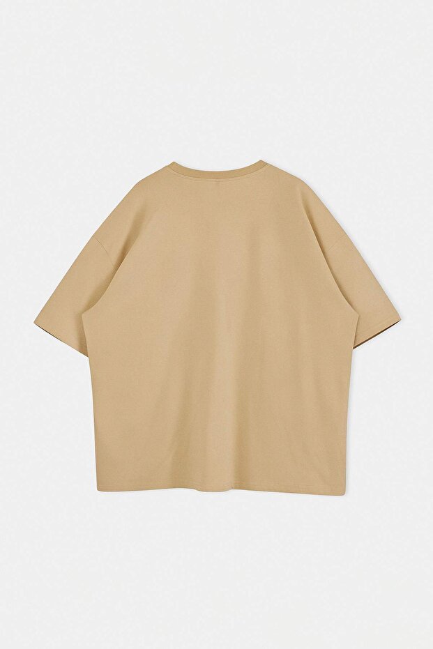 Büyük Beden Vizon Oversize/Geniş Kalıp Büyük Beden T-Shirt TMNSS23TS00139 - 6