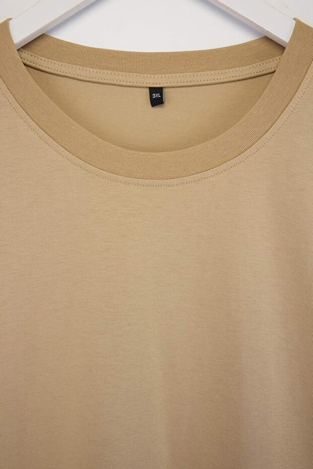 Büyük Beden Vizon Oversize/Geniş Kalıp Büyük Beden T-Shirt TMNSS23TS00139 - 5