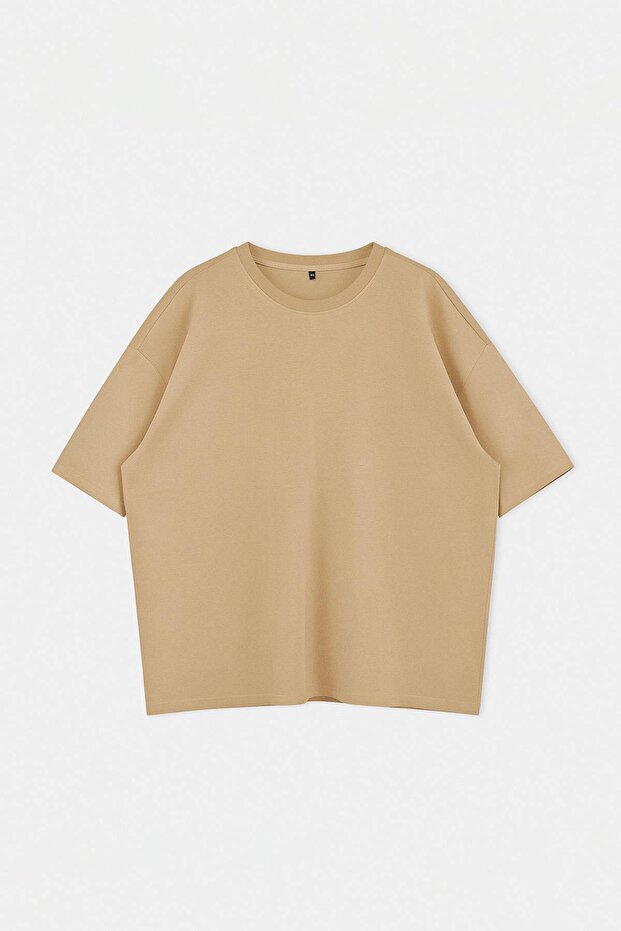Büyük Beden Vizon Oversize/Geniş Kalıp Büyük Beden T-Shirt TMNSS23TS00139 - 4