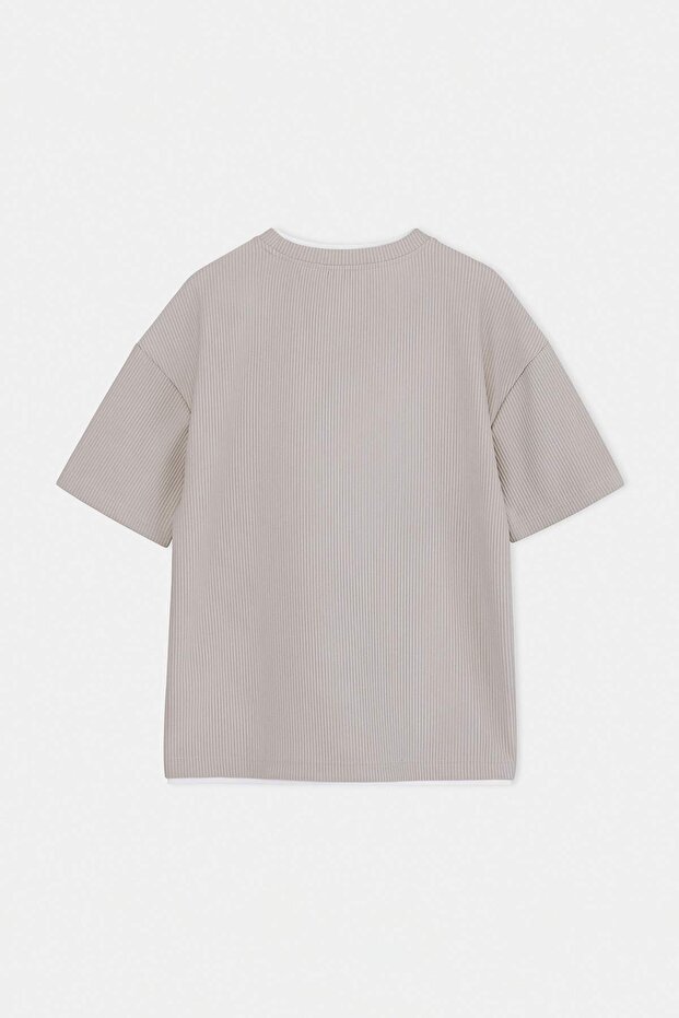 Taş Oversize/Geniş Kesim Ottoman Örme T-Shirt TMNSS26TS00038 - 6