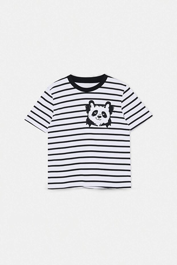 Taş-Ekru 2'li Erkek Çocuk Baskılı Örme T-Shirt TKDSS26TS00039 - 7
