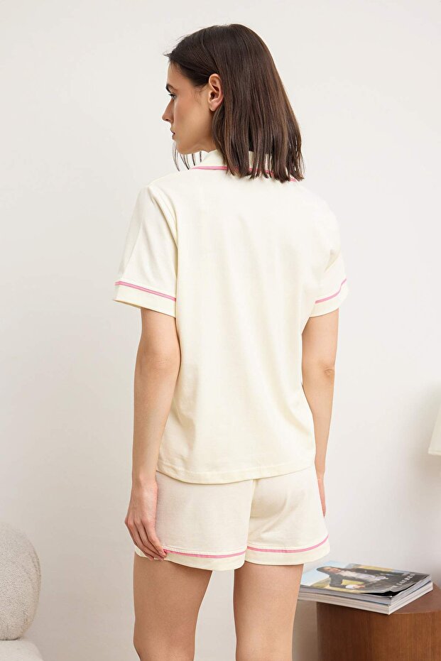 Ekru Premium Modal Biyeli Örme Pijama Takımı THMSS26PT00114 - 4