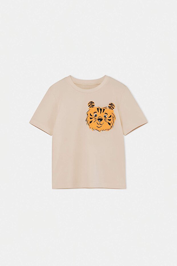 Taş-Ekru 2'li Erkek Çocuk Baskılı Örme T-Shirt TKDSS26TS00039 - 9