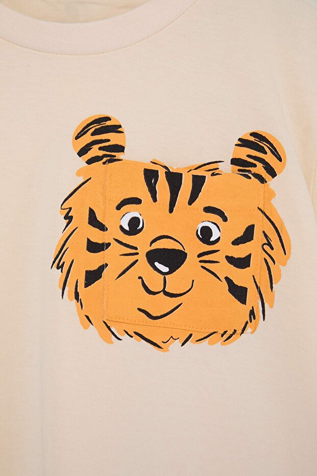 Taş-Ekru 2'li Erkek Çocuk Baskılı Örme T-Shirt TKDSS26TS00039 - 10