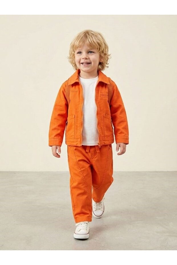 Boy's Zippered Jacket and Pants Two-Piece Set
