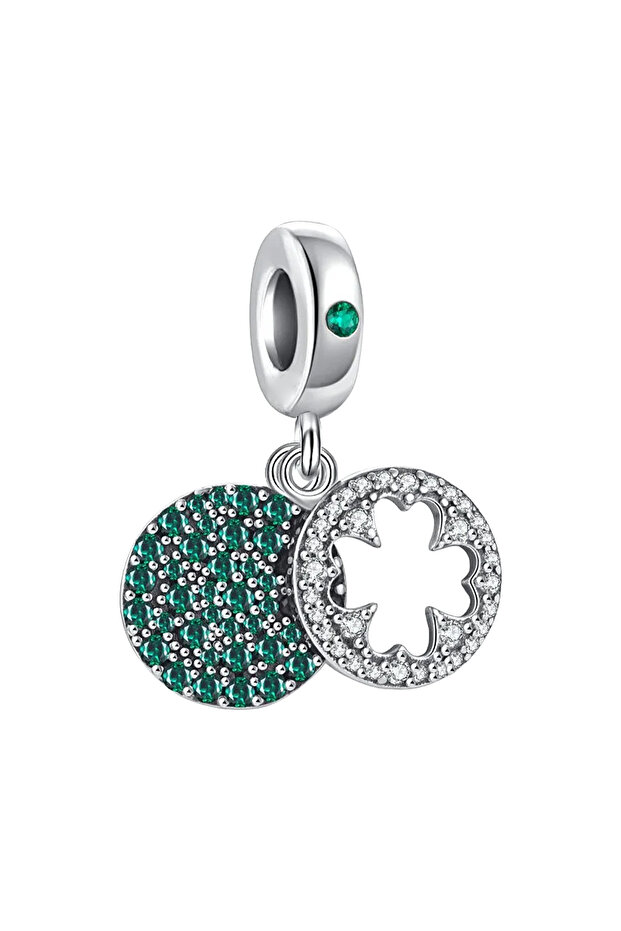 Flamboyant Four Leaf Clover Dangle Charm - 1