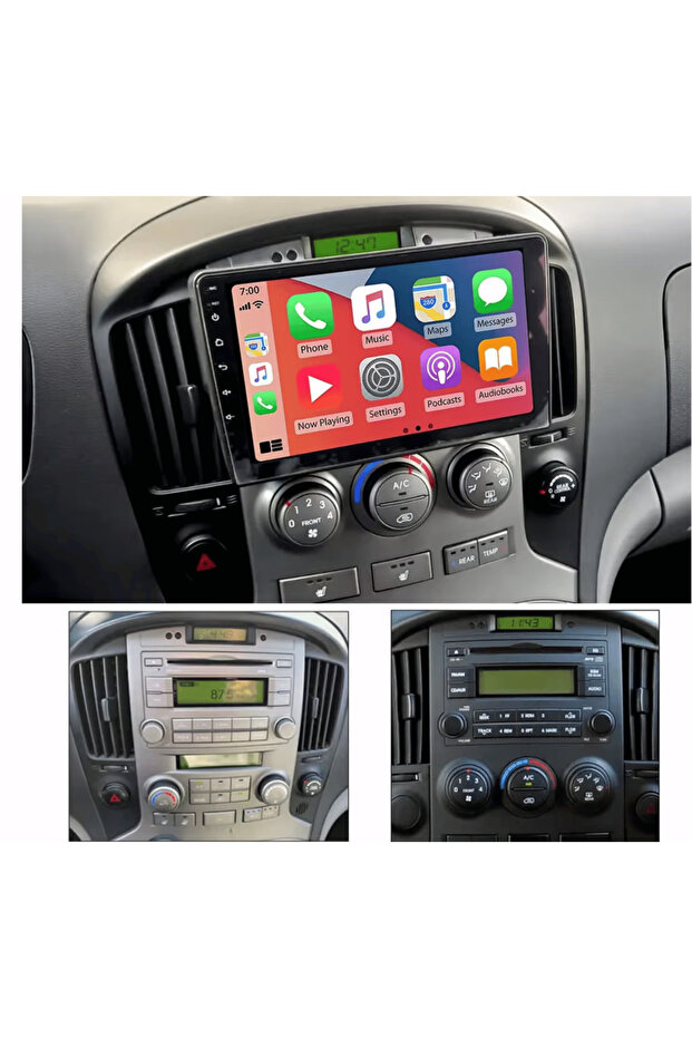شاشة أندرويد لسيارة هيونداي H1 مع دعم CarPlay وAndroid Auto، ذاكرة وصول عشوائي 4 جيجابايت، ذاكرة تخزين 64 جيجابايت، موديلات 2007-2015، تشمل كاميرا خلفية.
