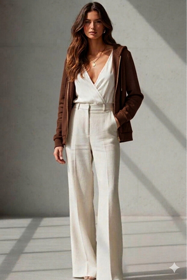 Women's Brown Full Zip Hooded Cardigan Jacket