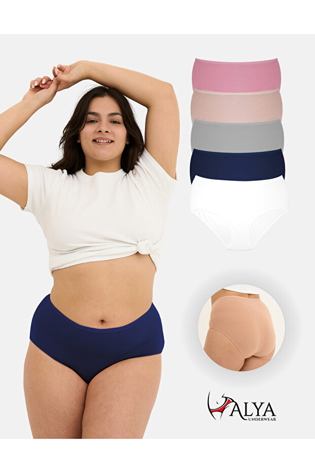 Women's Plus Size Panties Battal Full Brief, High Waist Comfortable Fit (5XL, 6XL, 7XL) Pack of 5