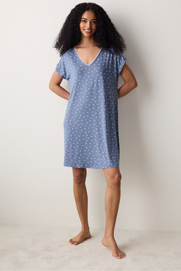 Alia Printed Gray Nightgown