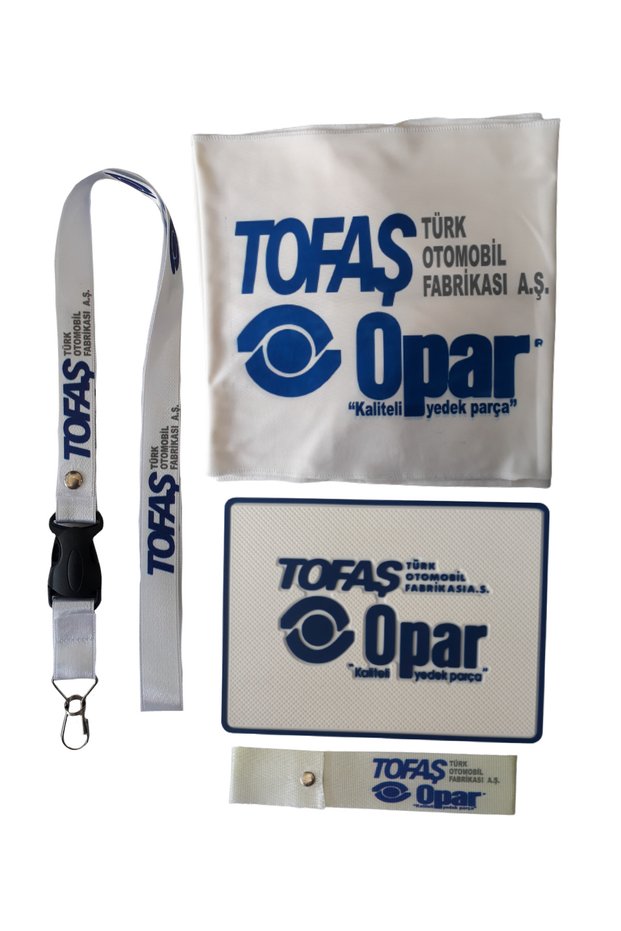 Tofaş Opar Glove Box Towel & Glove Box Anti-Slip Pad & Bumper Tow Rope & Car Mirror Hanger – White
