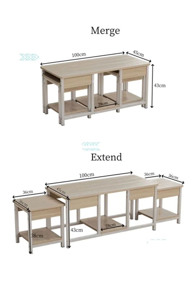مجموعة طاولات متداخلة مكونة من 3 قطع، طاولات جانبية قابلة للتكديس للقهوة والشاي - 1