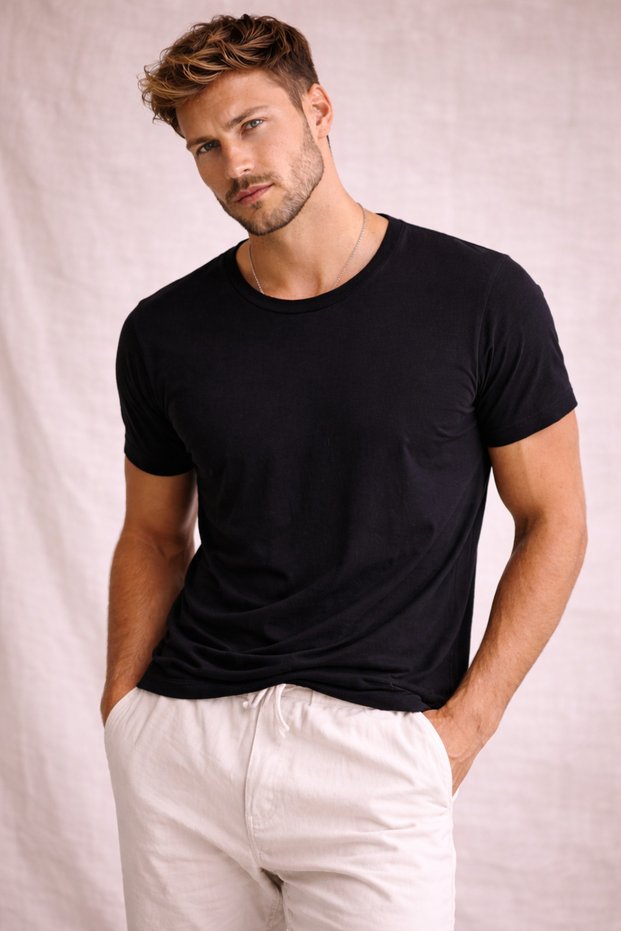Regular Fit Short Sleeve Dirty Collar Basic T-Shirt
