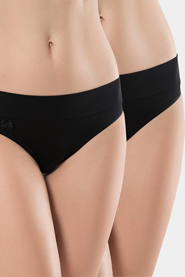 Women's Elastic Waist Lycra 2-Piece Cotton Bikini Panties