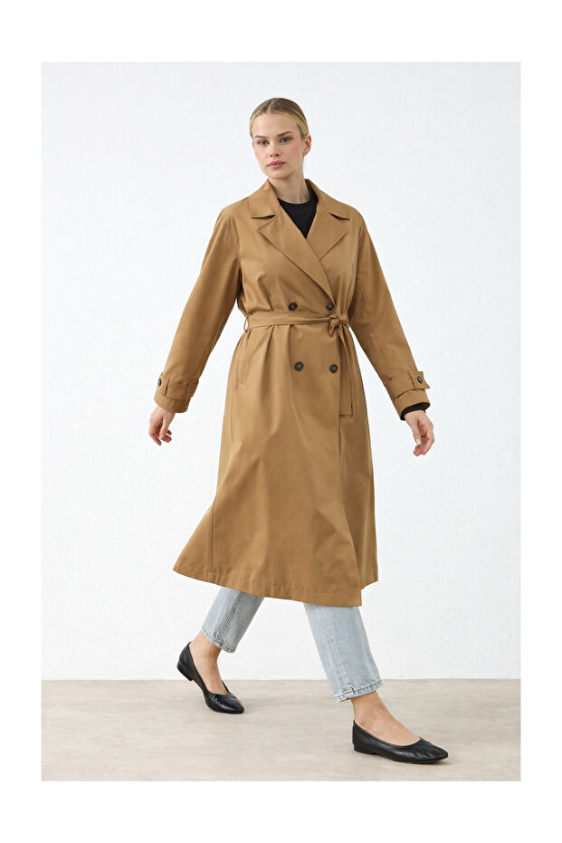 Floriva Long Trench Coat Camel