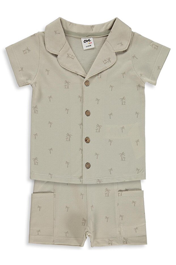 Palmiye Empirmeli 6-18 Month Set - Beige