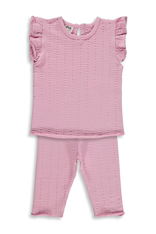 Striped Daisy Buttoned 6-18 Month Set - Pink