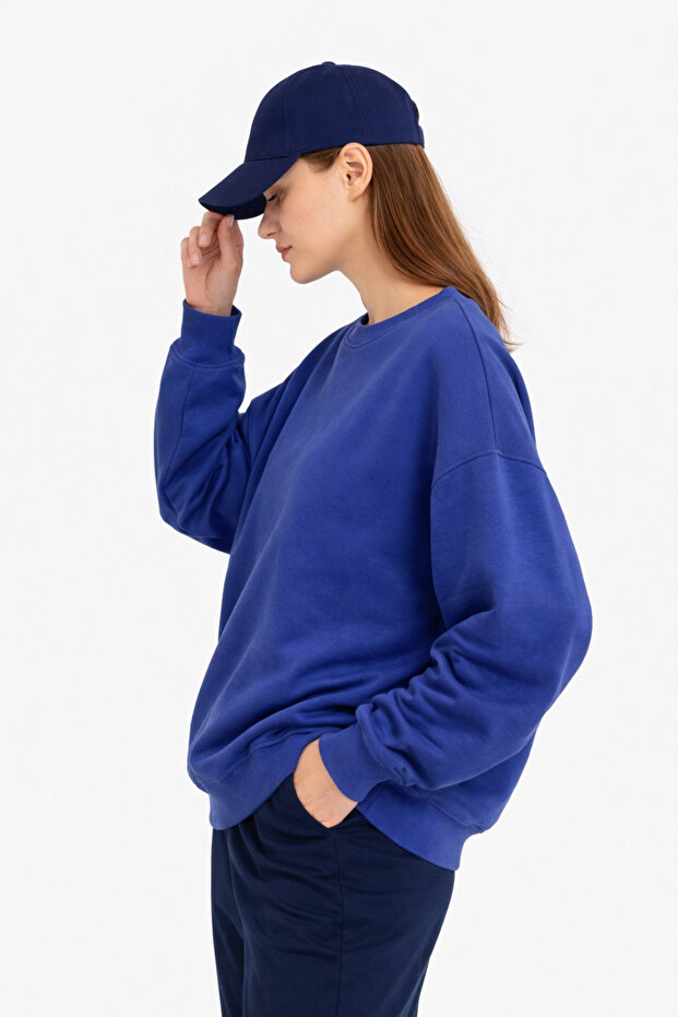 Women's Wide Fit Crew Neck Basic Plain 2-Piece Sweatshirt - 6